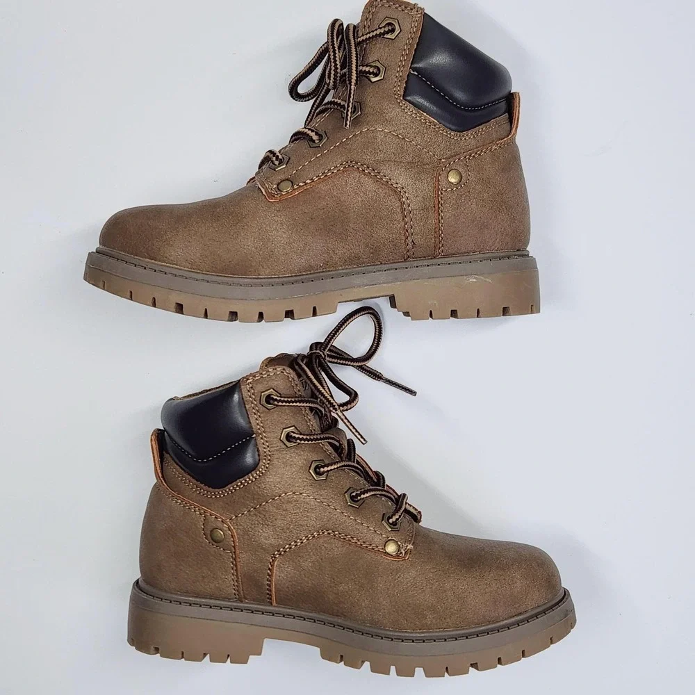 Eddie Bauer Boots Kids Size 12 Brown Hason Winter Combat Lace Up Ankle Lug Sole